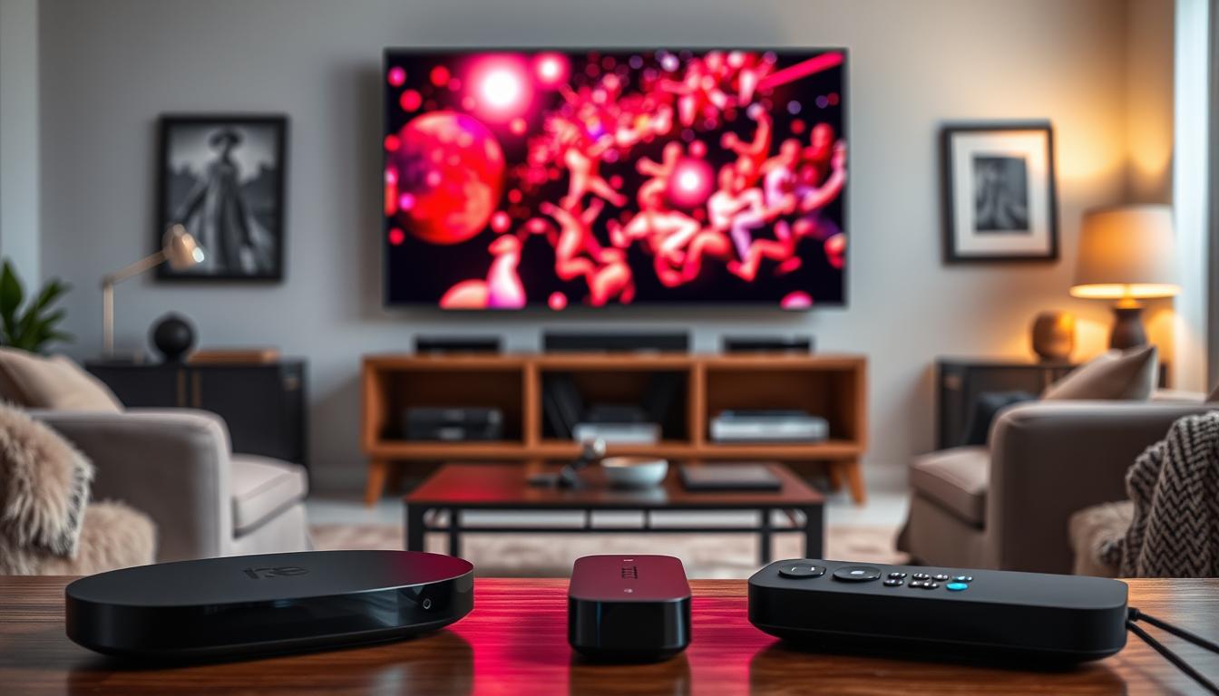 A vibrant, live-streamed TV display takes center stage, its screen radiating a captivating glow. In the foreground, sleek, modern streaming devices sit ready, offering a seamless gateway to a world of real-time entertainment. The middle ground showcases a cozy living room setting, complete with plush furniture and warm lighting, inviting viewers to sit back and immerse themselves in the live programming. The background features a tasteful, minimalist decor, allowing the technology to shine as the focal point. The overall scene conveys a sense of effortless connectivity, where the best live TV streaming options are within easy reach, ready to provide an engaging and effortless viewing experience.